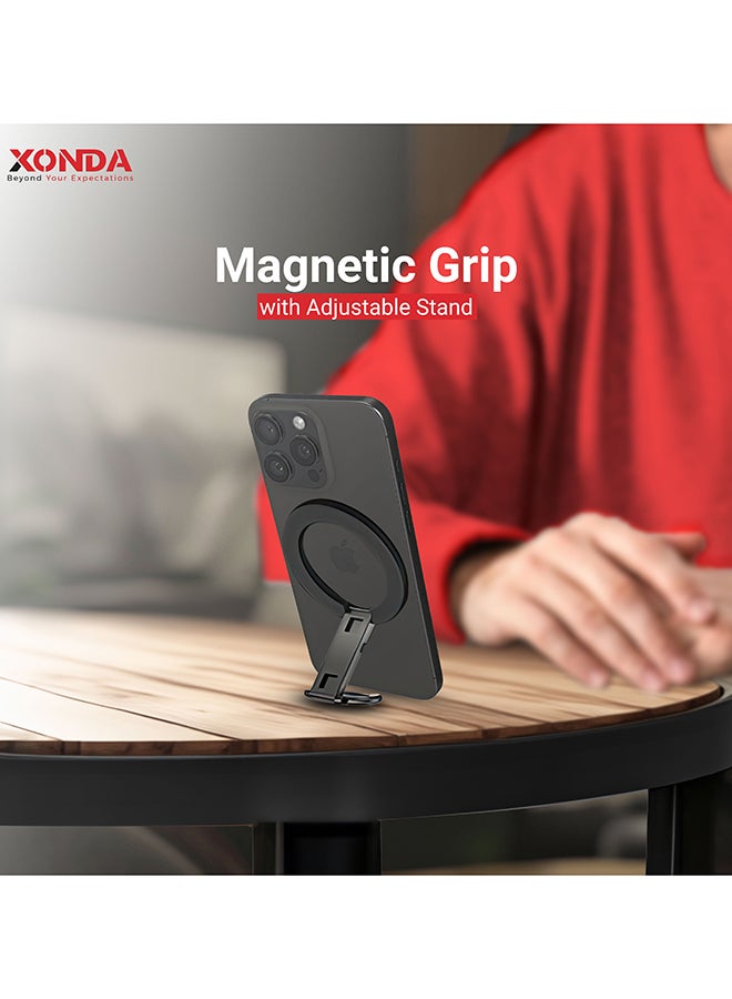 Xonda MagSafe Phone Grip Black - Easy to install, can be used with 3 fingers, supports wireless charging, works with most smartphones. - Image 3