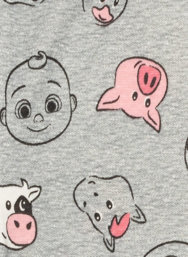 CoComelon JJ Infant Baby Girls Pullover Fleece Hoodie and Leggings Outfit Set Gray/Pink 24 Months - Image 4