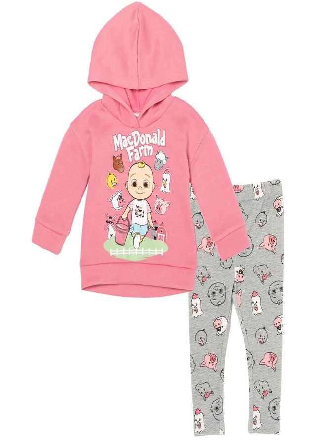 CoComelon JJ Infant Baby Girls Pullover Fleece Hoodie and Leggings Outfit Set Gray/Pink 24 Months - Image 1