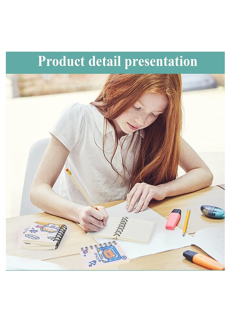 KASTWAVE - Mini Animal Cartoon Pocket Notebook Small Notepad Journal 4 packs Spiral portable note book Blank Paper memo scratch pads Thick Lined with Inner A7 - Image 1