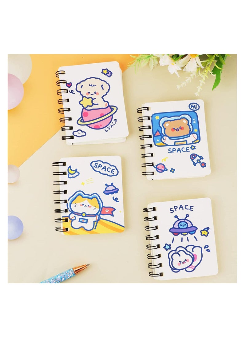 KASTWAVE - Mini Animal Cartoon Pocket Notebook Small Notepad Journal 4 packs Spiral portable note book Blank Paper memo scratch pads Thick Lined with Inner A7 - Image 1