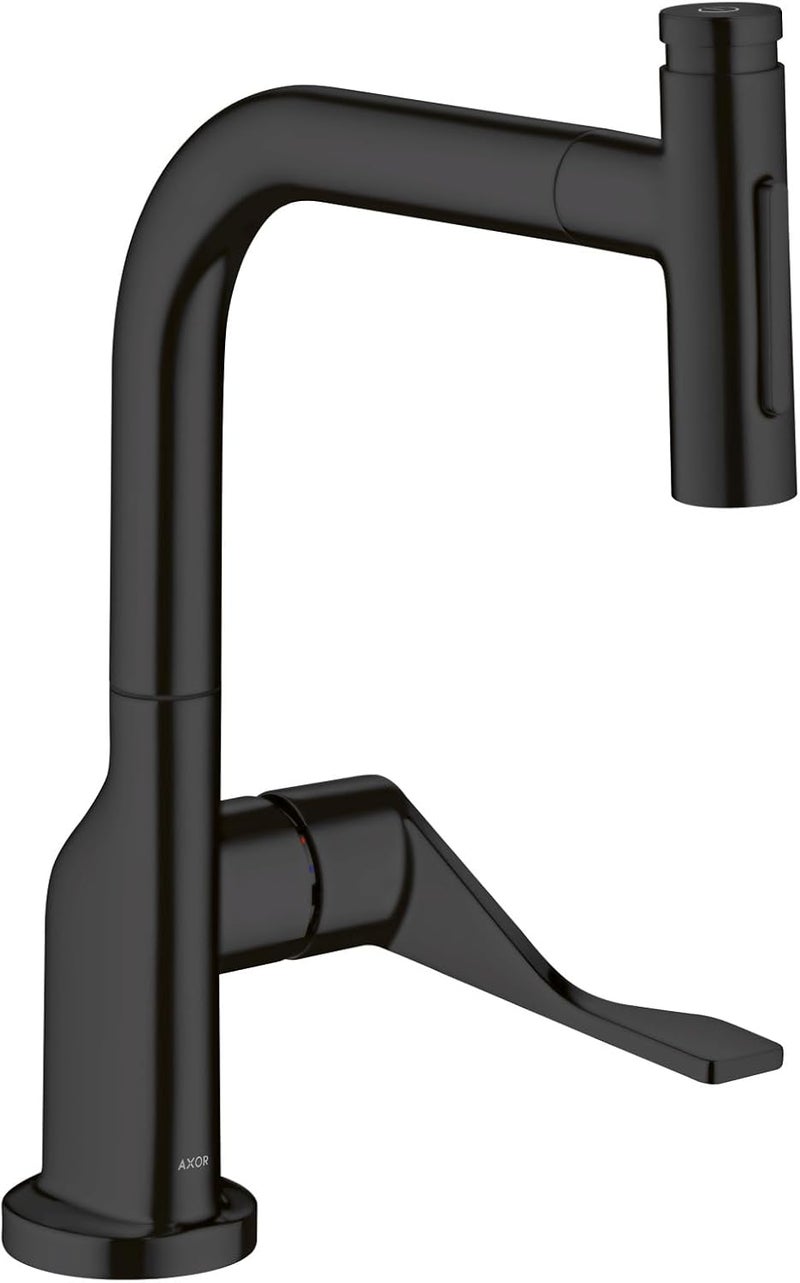 AXOR Citterio Black Kitchen Faucet SingleHandle Kitchen Faucets with Pull Out Sprayer Faucet for Kitchen Sink Matte Black 39862671 - Image 1