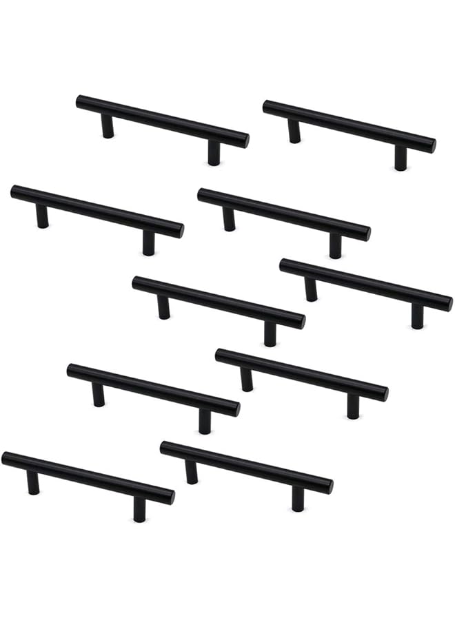 promass Set of 10 promass Matt Black Cabinet Door T-Handles and Pulls, Furniture Drawer Handles, Zinc Alloy, 150mm Long, Kitchen Cabinet Wardrobe Knobs Bars, Center to Center 96mm - Image 1