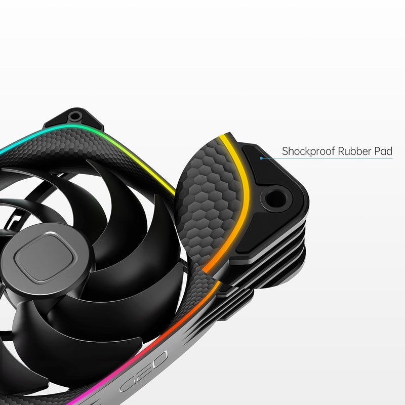 Geometricfuture Squama GEO-S2503B-14T 140mm ARGB PWM Case Fans (3-Pack) – Black Frame, 1600 RPM, 80 CFM, Hydraulic Bearing, Quiet 30dB, Motherboard Sync RGB - Image 3