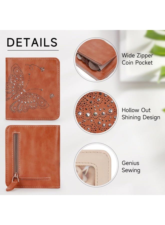 KITEVIUN Small RFID Wallet Women Ultra Thin Slim Womens Wallet Mini Compact Bifold Pocket Ladies Wallets for Women, 09-BROWN, Modern - Image 4