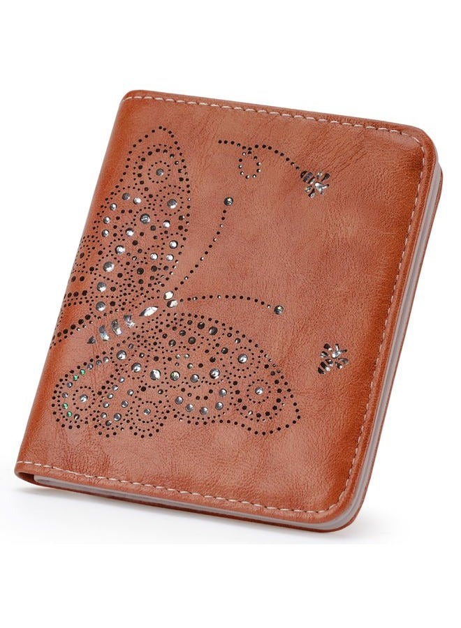 KITEVIUN Small RFID Wallet Women Ultra Thin Slim Womens Wallet Mini Compact Bifold Pocket Ladies Wallets for Women, 09-BROWN, Modern - Image 1