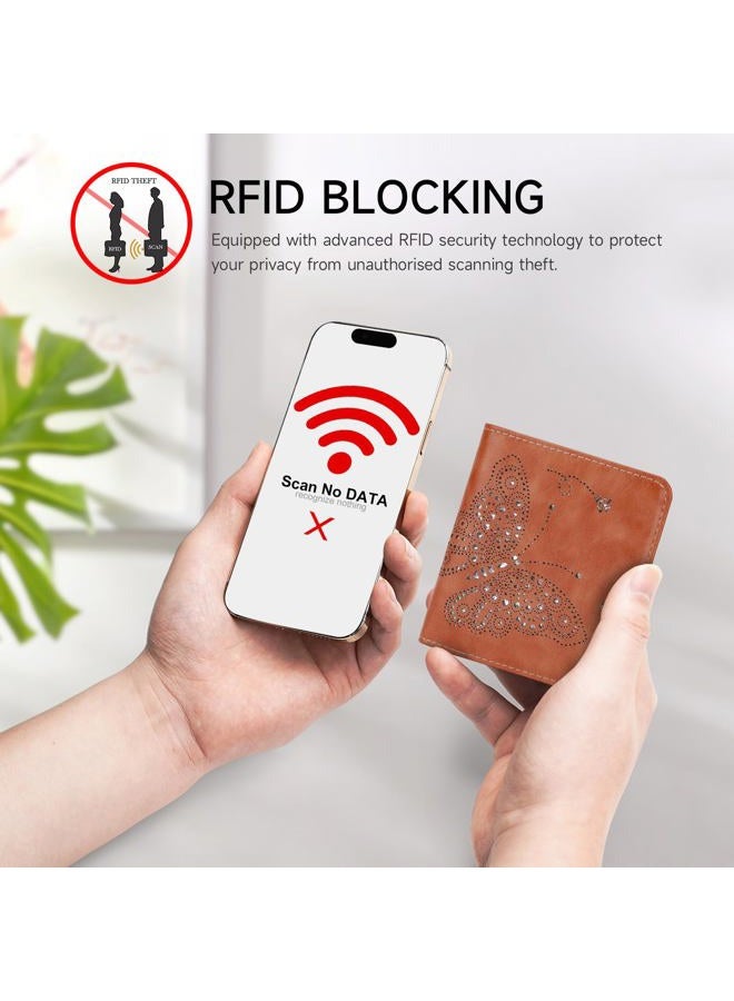 KITEVIUN Small RFID Wallet Women Ultra Thin Slim Womens Wallet Mini Compact Bifold Pocket Ladies Wallets for Women, 09-BROWN, Modern - Image 5