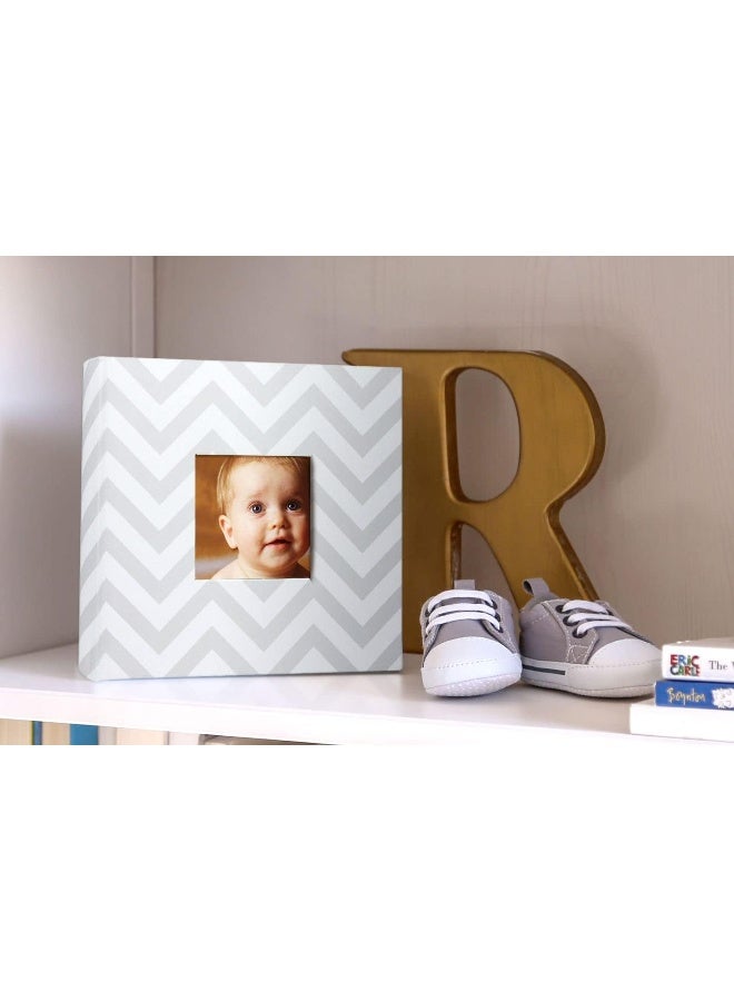 Pearhead Baby Photo Album, Holds 200 Photos, Gray Chevron - Image 4