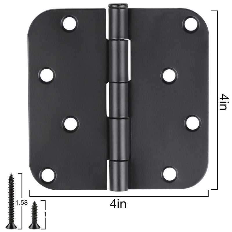 TDCHINGES 4 In X 4"" Black Door Hinges 12 Pack Matte Black Door Hinges 4 Inch Exterior Interior Door Hinges For Doors Standard Stall Back Heavy Duty Hollow Core Front Door Hardware Black 5/8""Radius Round Hinge - Image 3