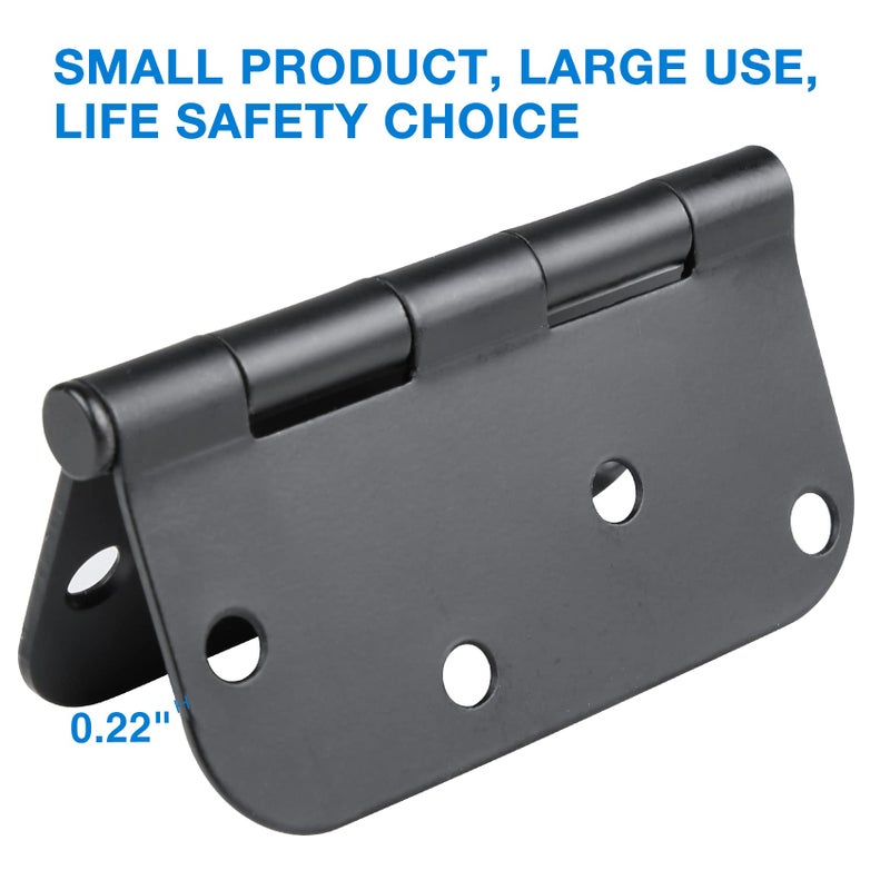 TDCHINGES 4 In X 4"" Black Door Hinges 12 Pack Matte Black Door Hinges 4 Inch Exterior Interior Door Hinges For Doors Standard Stall Back Heavy Duty Hollow Core Front Door Hardware Black 5/8""Radius Round Hinge - Image 4