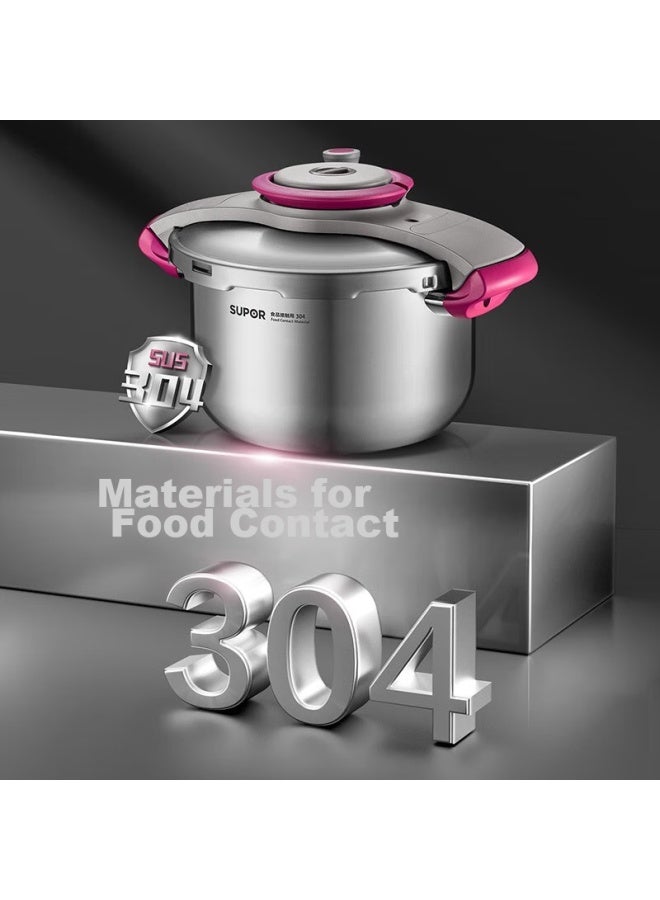 Supor Pressure Cooker, 304 Stainless Steel, Easy One-handed Lid Opening, Thickened Anti-explosion, Compatible With Gas And Induction Stoves, Yueti Series - Image 1