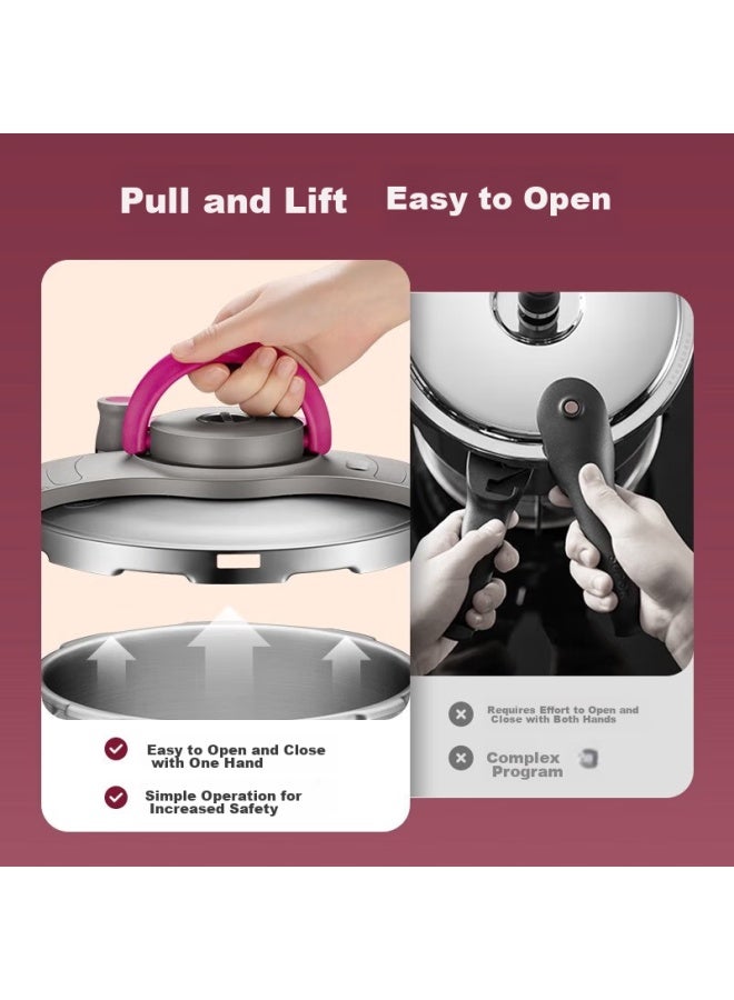 Supor Pressure Cooker, 304 Stainless Steel, Easy One-handed Lid Opening, Thickened Anti-explosion, Compatible With Gas And Induction Stoves, Yueti Series - Image 4