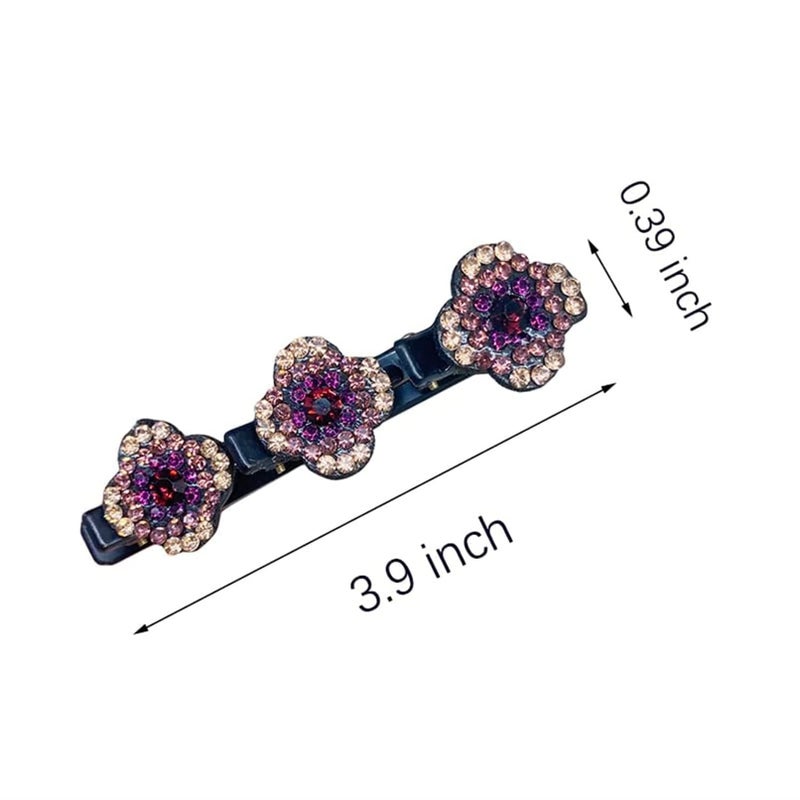 Cappuvini Sparkling Crystal Stone Braided Hair Clips, Lift Up Style Hair Clip for Women, Liftupstyle Braided Hair Clip, Satin Fabric Hair Bands with Clips, Rhinestone Hair Accessories for Girls, Kids (8 PCS) - Image 4