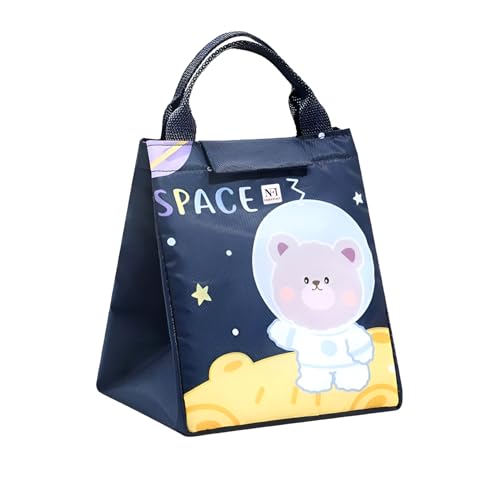 NFI essentials Polyester Cartoon Print Insulated Lunch Bag for Kids Large Tiffin Carry Bag Travel Lunch Box Organizer for School, Picnic Leak-Proof Lunch Cooler Bag, 7.5 Litre, Blue - Image 1