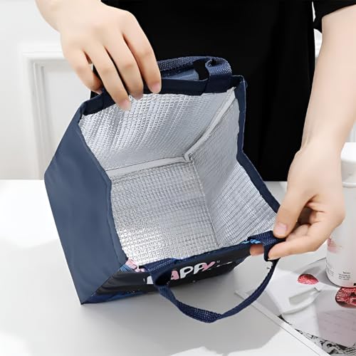 NFI essentials Polyester Cartoon Print Insulated Lunch Bag for Kids Large Tiffin Carry Bag Travel Lunch Box Organizer for School, Picnic Leak-Proof Lunch Cooler Bag, 7.5 Litre, Blue - Image 2