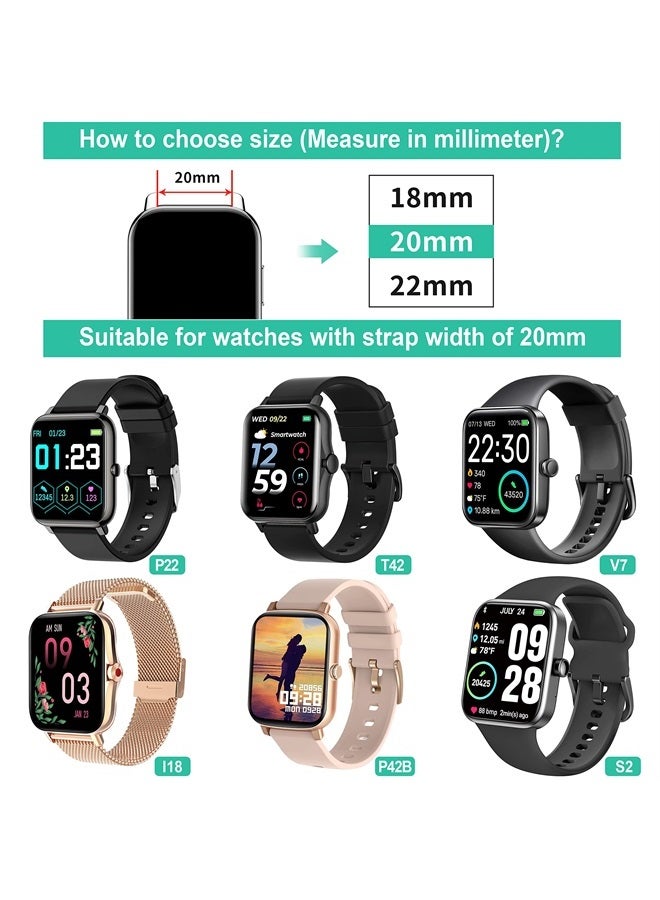 KALINCO 2-Pack Smart Watch Bands 20mm Adjustable Replacement Bands Straps for P22 P32 P36 Smartwatch - Image 1