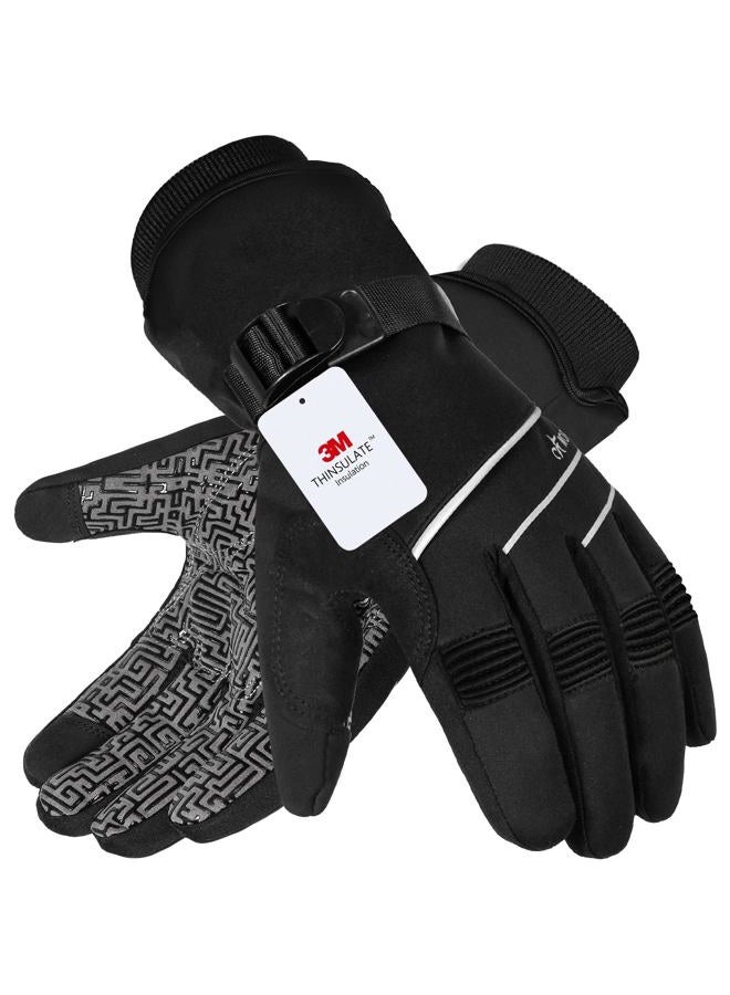 MOREOK Waterproof & Windproof Winter Gloves for Men/Women, -30°F 3M Thinsulate Thermal Gloves Touch Screen Warm Gloves for Skiing,Cycling,Motorcycle,Running-Black-XS - Image 1