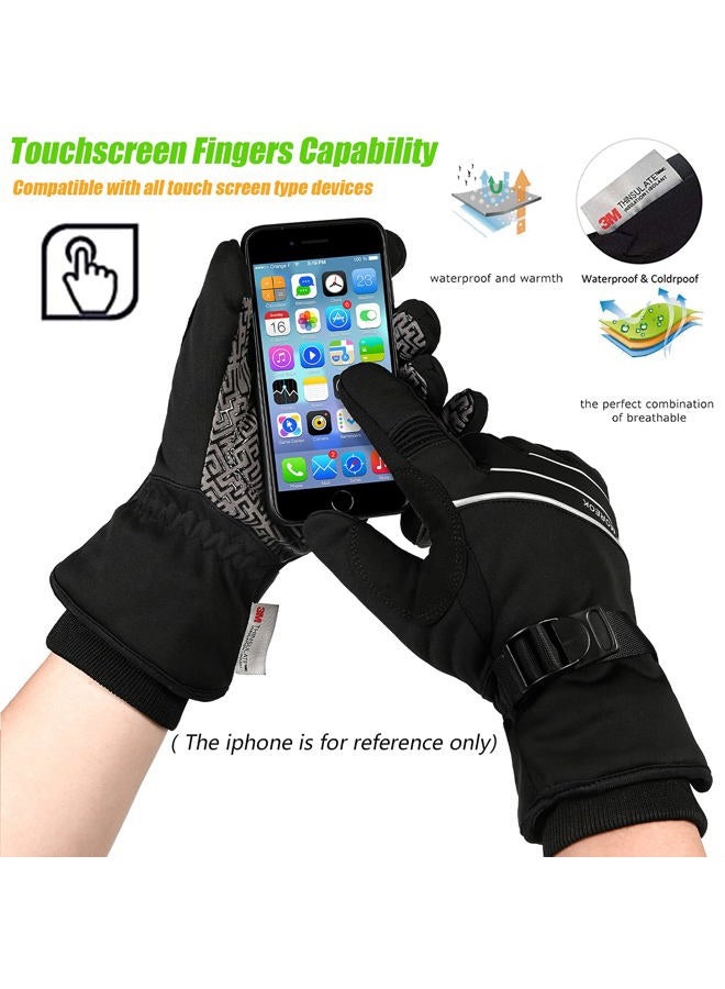 MOREOK Waterproof & Windproof Winter Gloves for Men/Women, -30°F 3M Thinsulate Thermal Gloves Touch Screen Warm Gloves for Skiing,Cycling,Motorcycle,Running-Black-XS - Image 5