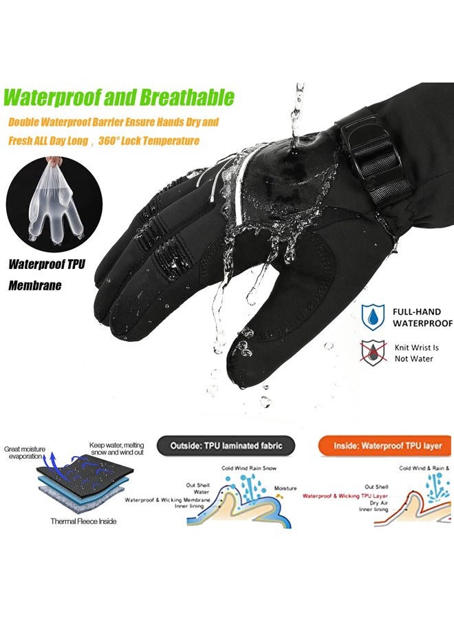 MOREOK Waterproof & Windproof Winter Gloves for Men/Women, -30°F 3M Thinsulate Thermal Gloves Touch Screen Warm Gloves for Skiing,Cycling,Motorcycle,Running-Black-XS - Image 3