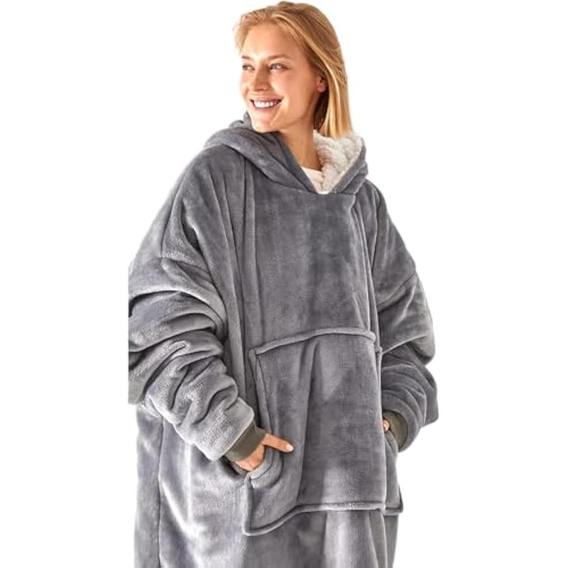 Loquat Blanket Sweatshirt, Oversized Hoodie Wearable Blanket, Soft Warm Comfortable Giant Front Pocket, One Size for Men Women Teens Friends - Image 1