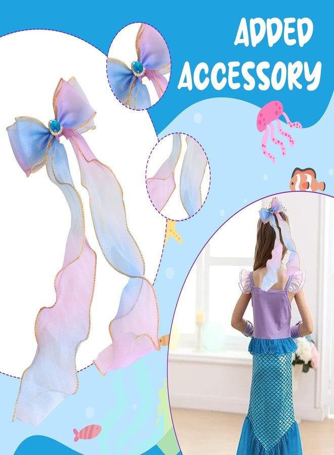 PATPAT® Mermaid Dress for Girls - Little Mermaid Costume for Girls with Matching Jewelry & Hair Clip Mermaid Dress Princess Dresses for Girls 5-6 Years Gift Birthday Party (Suggested for 20-25kg Girl) - Image 5