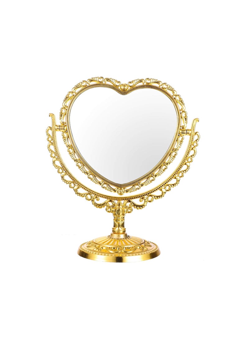 Mirror Heart Shape Two Sided Tabletop Makeup Mirror small size - Image 1