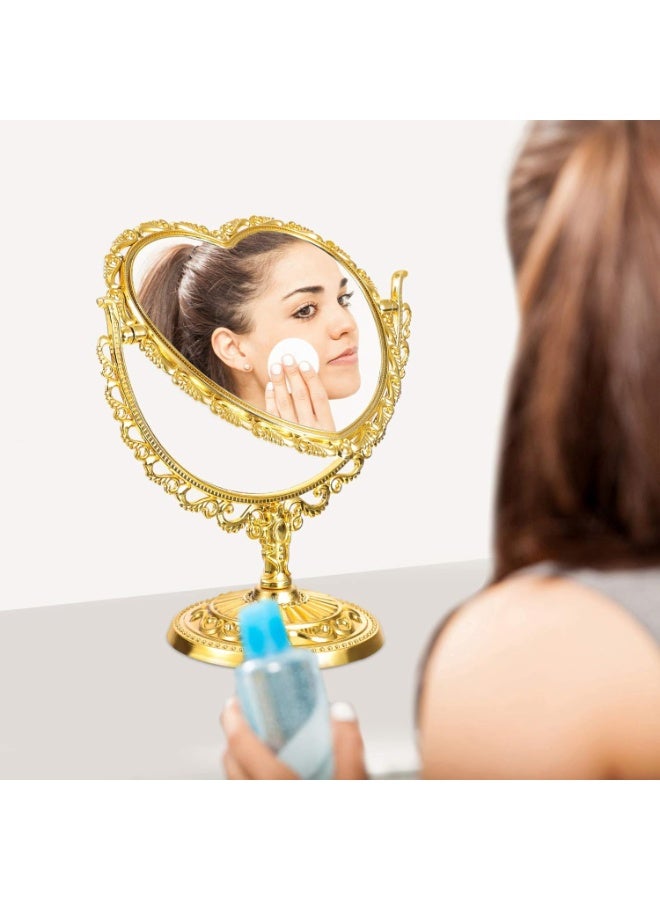Mirror Heart Shape Two Sided Tabletop Makeup Mirror small size - Image 2