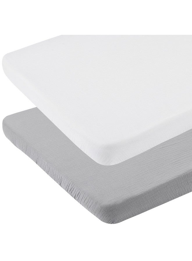Onacosht Muslin Bassinet Sheets 35" X 20" Compatiable with AMKE 3 in 1 Bassinets, MiClassic, Uiuwoo, Foalom, YADAQE, Milliard and TCBunny Bassinet, 100% Cotton Soft Breathable 2 Pack, White and Grey - Image 1