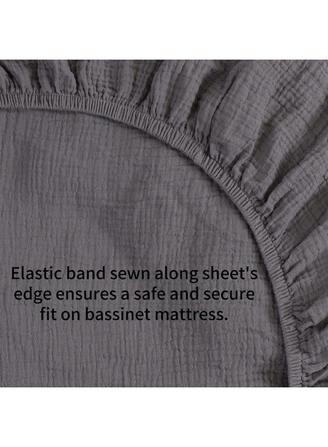 Onacosht Muslin Bassinet Sheets 35" X 20" Compatiable with AMKE 3 in 1 Bassinets, MiClassic, Uiuwoo, Foalom, YADAQE, Milliard and TCBunny Bassinet, 100% Cotton Soft Breathable 2 Pack, White and Grey - Image 4