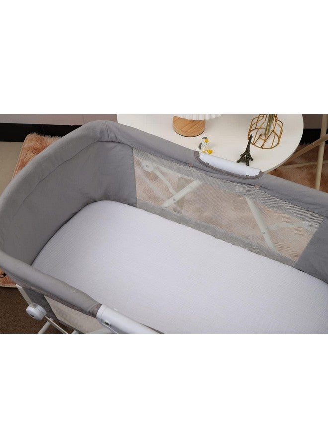 Onacosht Muslin Bassinet Sheets 35" X 20" Compatiable with AMKE 3 in 1 Bassinets, MiClassic, Uiuwoo, Foalom, YADAQE, Milliard and TCBunny Bassinet, 100% Cotton Soft Breathable 2 Pack, White and Grey - Image 5