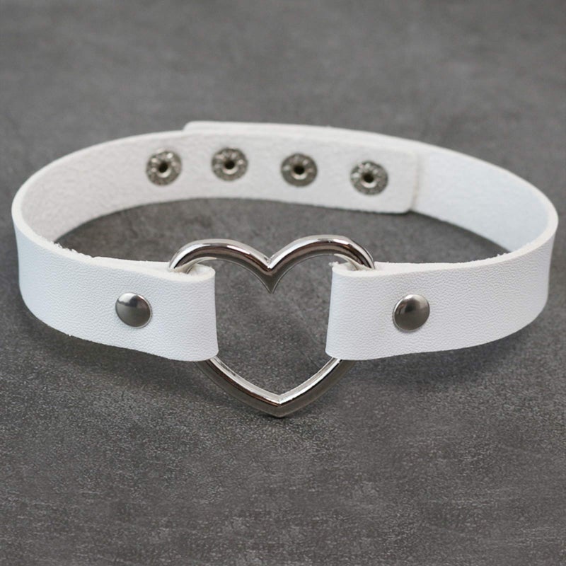ETHOON قلادة تشوكر قلب الحب من إيثون، قلادة تشوكر جلد PU، تشوكر قوطية، سلسلة طوق بيضاء - Image 2