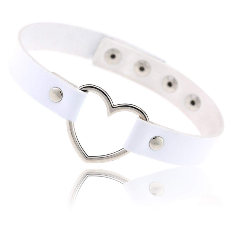 ETHOON قلادة تشوكر قلب الحب من إيثون، قلادة تشوكر جلد PU، تشوكر قوطية، سلسلة طوق بيضاء - Image 1