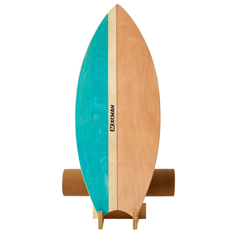 XCMAN Surf Balance Board Trainer with Roller Wooden Exercise Balancing Stability Trainer - Non Slip Surface for Adults Kids|Balance Board for Surfing,Snowboarding,Skateboarding,Hockey,Yoga Training - Image 1