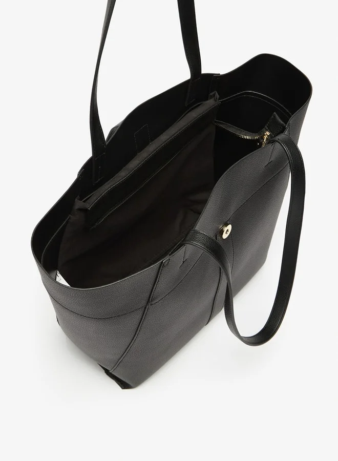 Flora Bella By Shoexpress Women's Solid Tote Bag with Handles and Zip Closure