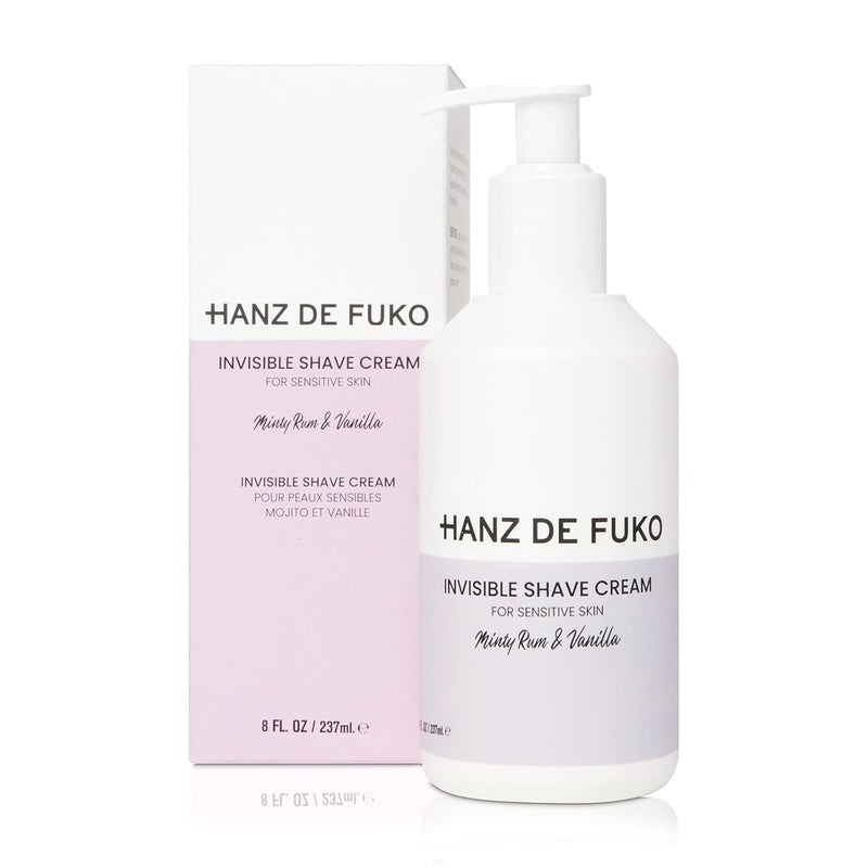 Hanz de Fuko Invisible Shave Cream for Men & Women â€“ Premium Shaving Cream, Great for Sensitive Skin â€“ Hypoallergenic Formula with Aloe Vera, Shea Butter, Acai â€“ Sulfate and Paraben Free â€“ 8 oz.