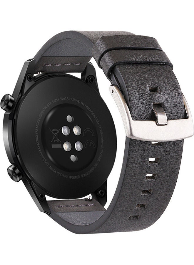 Grain Leathe Replacement Watch Strap with Buckle For Huawei Gt 2 46mm / Honor Magic Black - Image 2