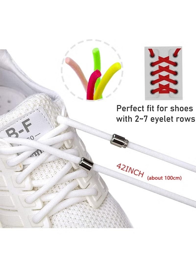 4 Pairs No Tie Elastic Half round Laces with Quick Release, Elastic Shoelaces with Metal Clasps Buckles, Adjustable Lock Tieless Shoe Laces Replacement for Trainers Walking Hiking All Shoes - Image 3