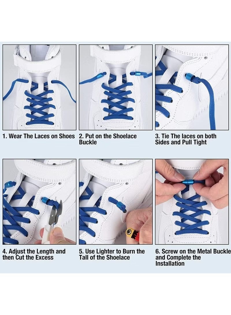 4 Pairs No Tie Elastic Half round Laces with Quick Release, Elastic Shoelaces with Metal Clasps Buckles, Adjustable Lock Tieless Shoe Laces Replacement for Trainers Walking Hiking All Shoes - Image 5