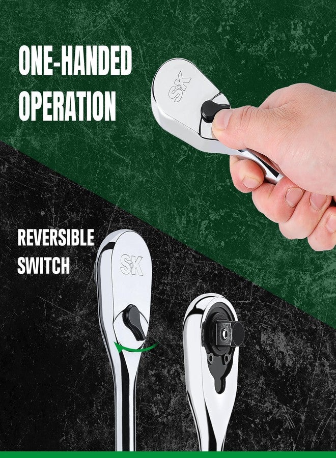 اس كي كي طقم سقاطة SK مكون من 3 قطع، سقاطة دفع 1/4 بوصة، 3/8 بوصة، 1/2 بوصة، رأس كمثرى، 90 سنًا، فولاذ سبائكي، بمقبض مُحيط - Image 4