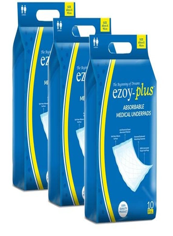 Ezoyplus Premium Underpads, Large (60 X 90 cms) Medical underpads Super Absorbent Polymer & Soft Surface, (Pack of 1) (Underpads, 30 Pcs) - Image 1