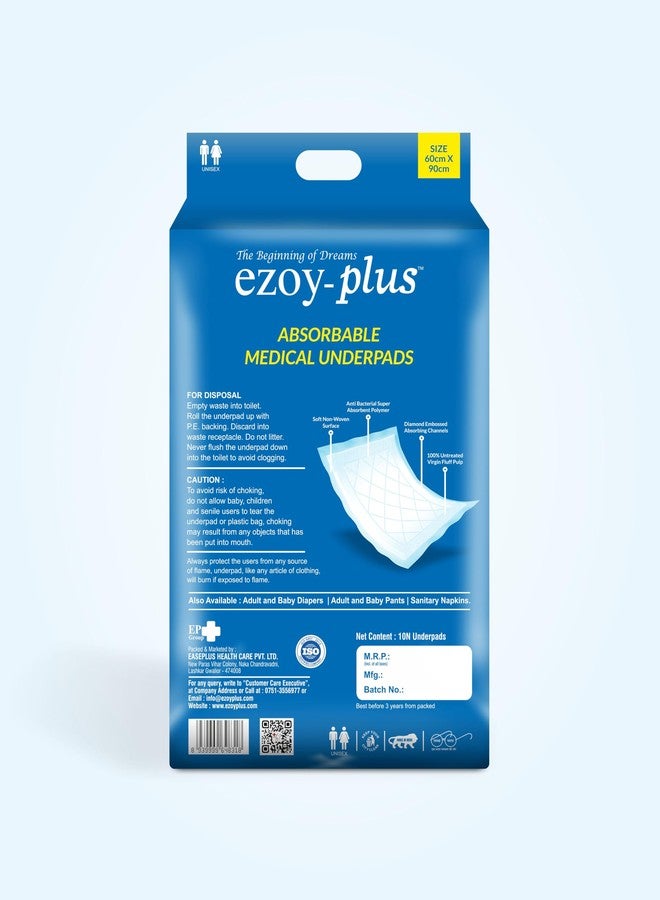 Ezoyplus Premium Underpads, Large (60 X 90 cms) Medical underpads Super Absorbent Polymer & Soft Surface, (Pack of 1) (Underpads, 30 Pcs) - Image 4