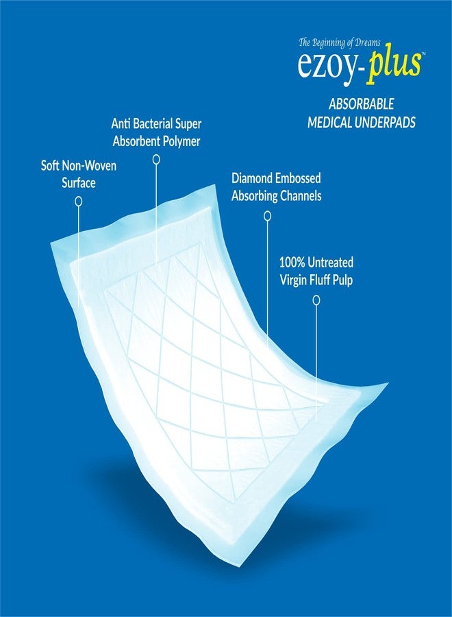 Ezoyplus Premium Underpads, Large (60 X 90 cms) Medical underpads Super Absorbent Polymer & Soft Surface, (Pack of 1) (Underpads, 30 Pcs) - Image 3
