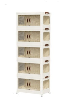 Extra Modern 5-Tier Foldable Storage Cabinet Detachable Floors with Wheels for Easy Moving  - Image 1