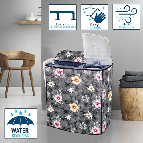 Wings Star Semi Automatic Washing Machine Cover Suitable for IFB, Samsung, LG 6 kg, 6.2 kg, 6.5 Kg (80 X 51 X 86 Cms) | Dustproof & Waterproof | Polyester, KUM87 - Image 2