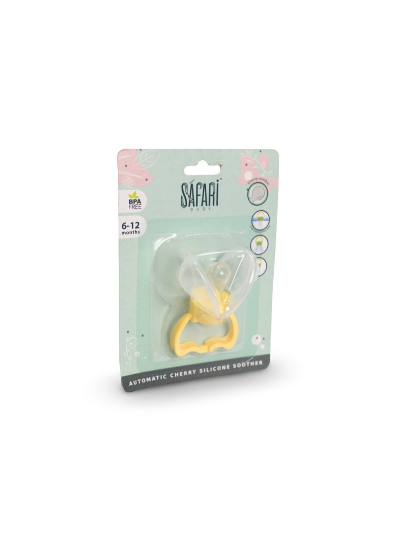Safari Baby Automatic Cherry Silicone Soother 6-12 m – Yellow - Image 1