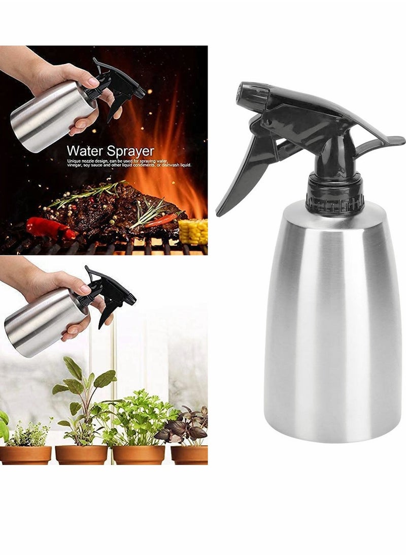 SYOSI - Fine Mist Plant Mister Handheld Pressure Stainless Steel Spray Bottles 400mL 13.5oz Watering Can with Adjustable Nozzle for Outdoor Indoor Gardening and Cleaning Work - Image 1