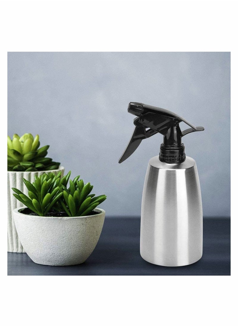 SYOSI - Fine Mist Plant Mister Handheld Pressure Stainless Steel Spray Bottles 400mL 13.5oz Watering Can with Adjustable Nozzle for Outdoor Indoor Gardening and Cleaning Work - Image 1