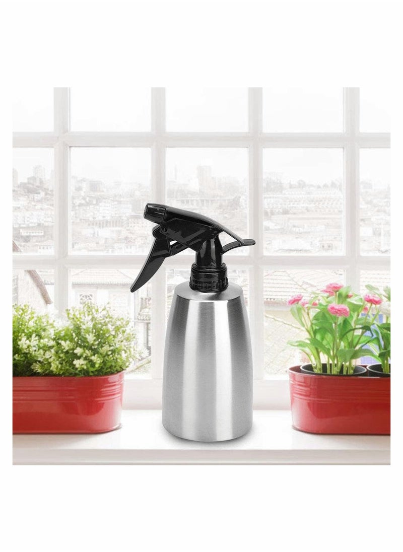 SYOSI - Fine Mist Plant Mister Handheld Pressure Stainless Steel Spray Bottles 400mL 13.5oz Watering Can with Adjustable Nozzle for Outdoor Indoor Gardening and Cleaning Work - Image 1