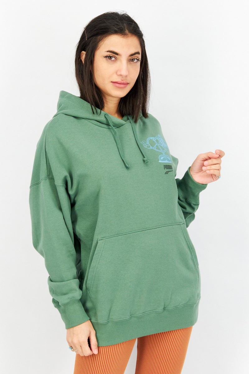 PUMA Women Sportswear Fit Brand Logo Sweater, Green - Image 1