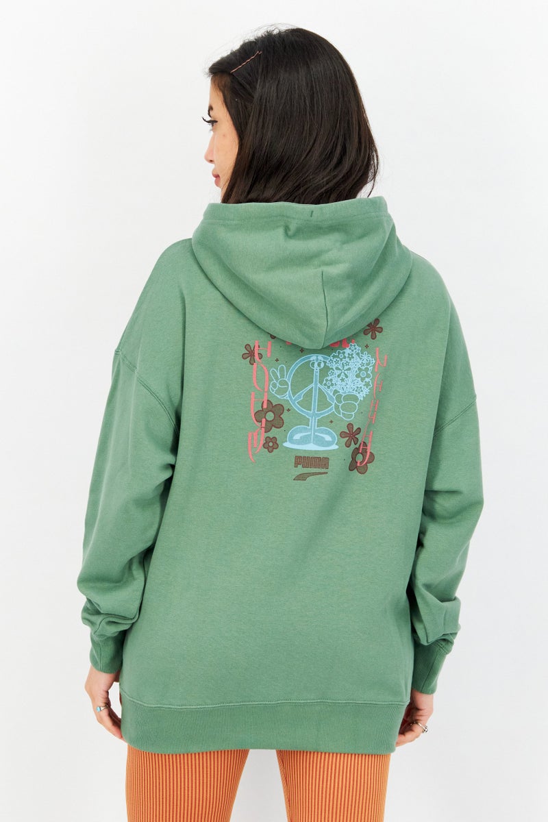 PUMA Women Sportswear Fit Brand Logo Sweater, Green - Image 2